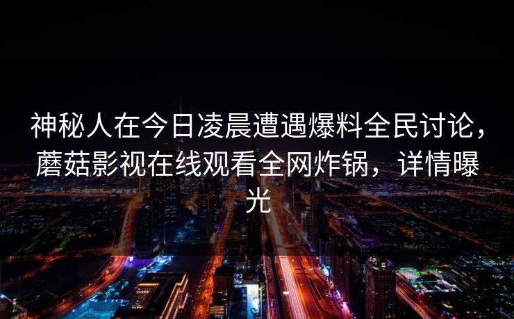 神秘人在今日凌晨遭遇爆料全民讨论，蘑菇影视在线观看全网炸锅，详情曝光