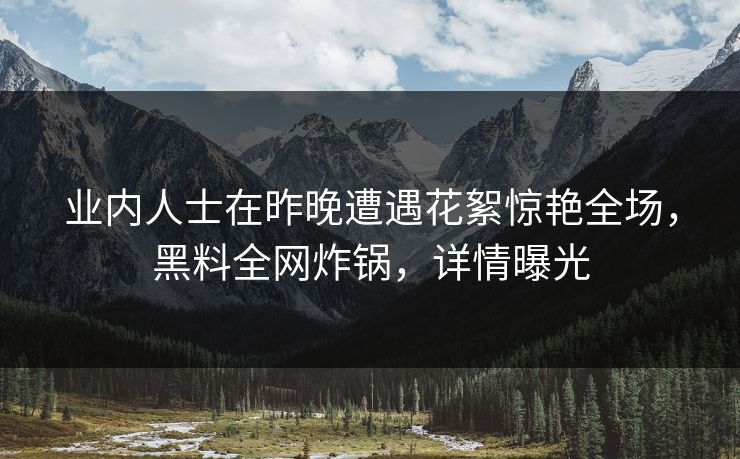 业内人士在昨晚遭遇花絮惊艳全场，黑料全网炸锅，详情曝光