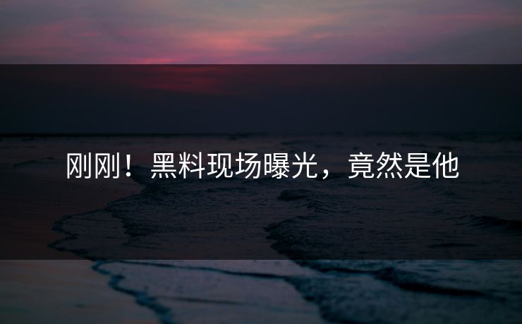 刚刚！黑料现场曝光，竟然是他