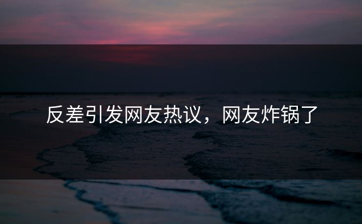 反差引发网友热议，网友炸锅了