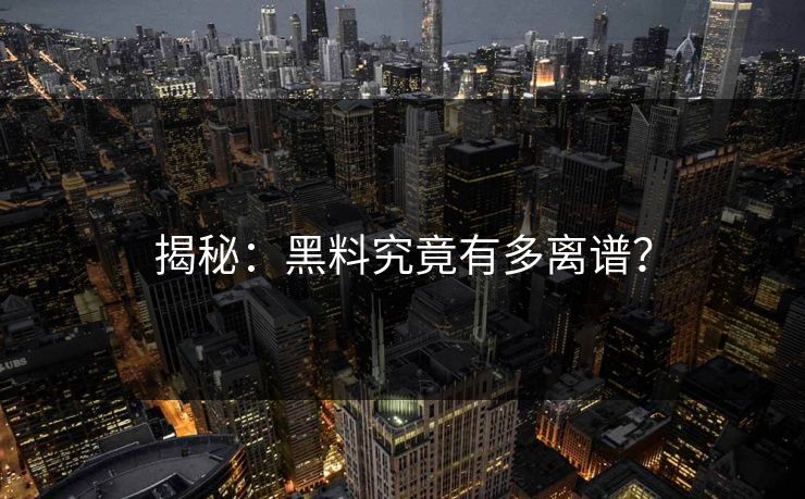 揭秘：黑料究竟有多离谱？