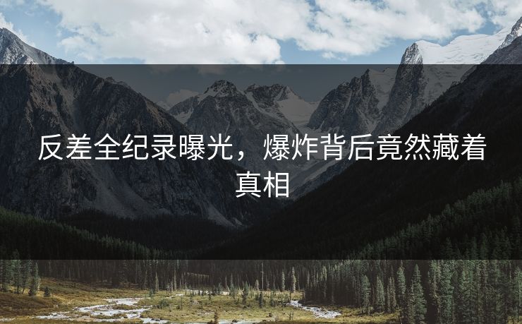 反差全纪录曝光，爆炸背后竟然藏着真相
