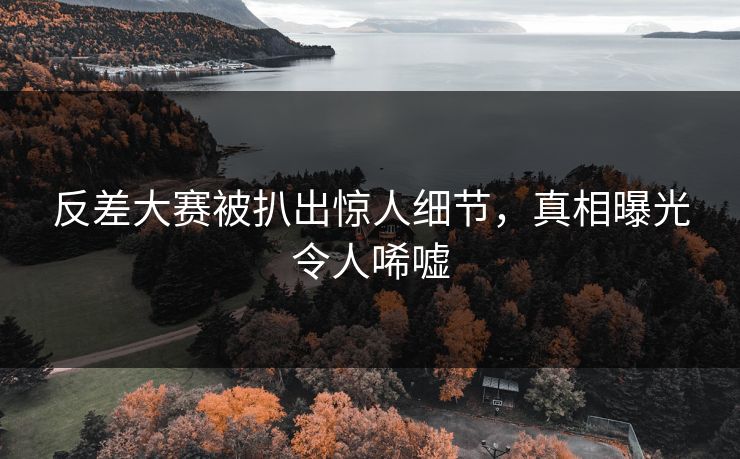 反差大赛被扒出惊人细节，真相曝光令人唏嘘