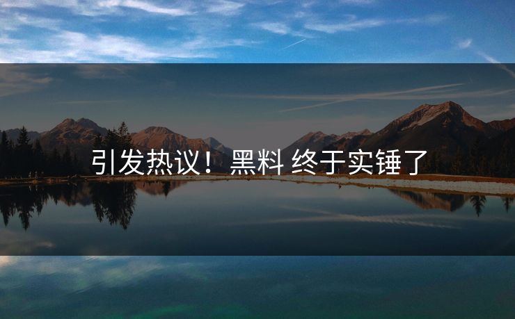 引发热议！黑料 终于实锤了