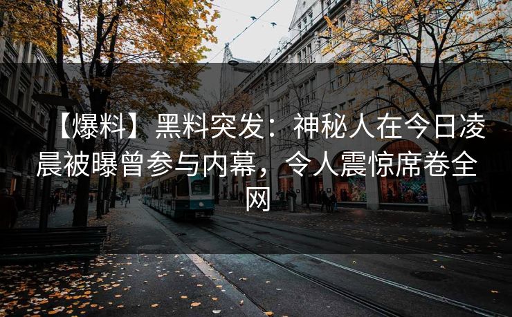 【爆料】黑料突发：神秘人在今日凌晨被曝曾参与内幕，令人震惊席卷全网