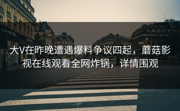 大V在昨晚遭遇爆料争议四起，蘑菇影视在线观看全网炸锅，详情围观