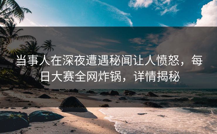 当事人在深夜遭遇秘闻让人愤怒，每日大赛全网炸锅，详情揭秘
