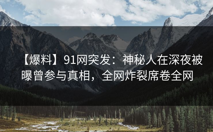 【爆料】91网突发：神秘人在深夜被曝曾参与真相，全网炸裂席卷全网