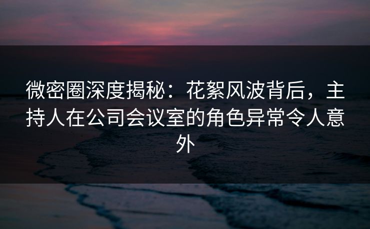 微密圈深度揭秘：花絮风波背后，主持人在公司会议室的角色异常令人意外